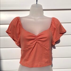 NWT American Eagle Outfitters Pink Ruffled Crop Blouse